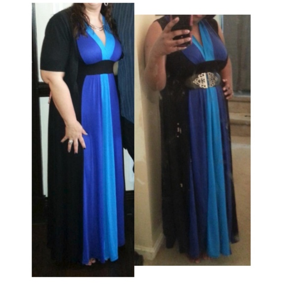 Funfash Plus Size Black Color Block Maxi Dress - Picture 5 of 7